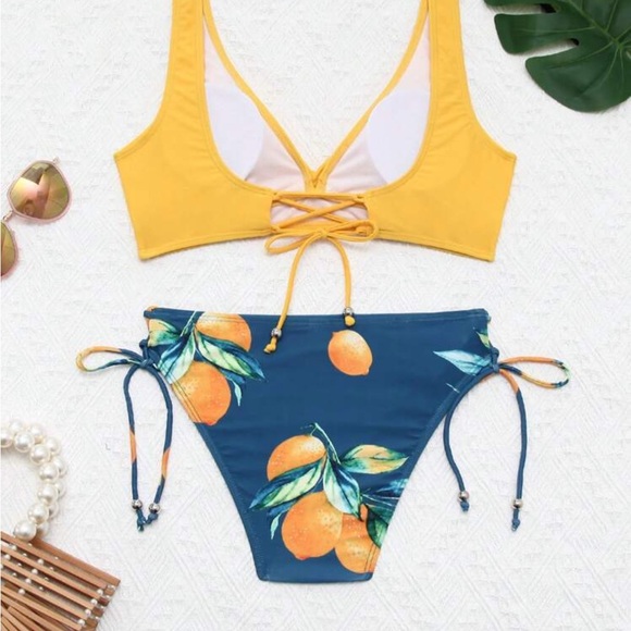 NWOT - Yellow and Blue Bikini Set - Picture 1 of 2